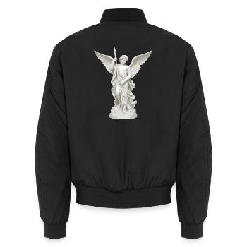 Geflügelter Engel mit Speer-Illustration - Unisex Bomberjacke - Schwarz - Hinten - AI Model Male 185 light (185cm)