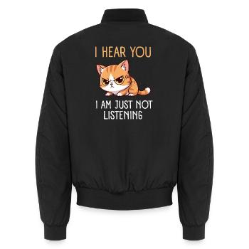 Funny Cat Mom Gift for Crazy Cat Lady - Unisex Bomber Jacket - black - Back - AI Model Male 185 light (185cm)