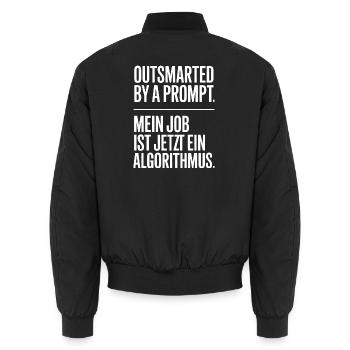 Outsmarted by a Prompt – Job als Algorithmus - Unisex Bomberjacke - Schwarz - Hinten - AI Model Male 185 light (185cm)