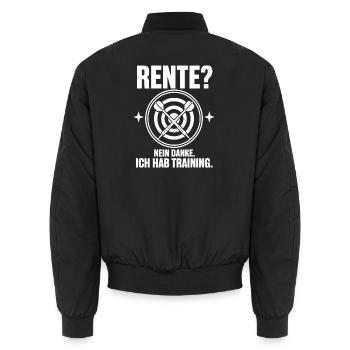 Dartspieler Ruhestand Rentner Darts Opa Spruch - Unisex Bomberjacke - Schwarz - Hinten - AI Model Male 185 light (185cm)