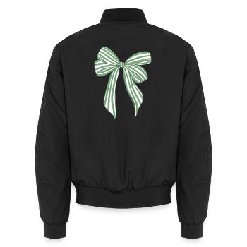 Smaragdstreifen-Schleife - Unisex Bomberjacke - Schwarz - Hinten - AI Model Male 185 light (185cm)