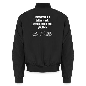 Holzmacher aus Leidenschaft. - Unisex Bomberjacke - Schwarz - Hinten - AI Model Male 185 light (185cm)