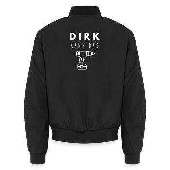 Dirk Name Handwerker Werkzeug Akkuschrauber - Unisex Bomberjacke - Schwarz - Hinten - AI Model Male 185 light (185cm)