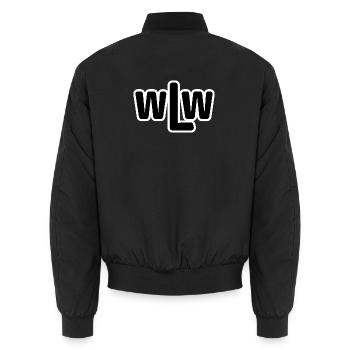 Wlw Outline Logo Stil - Unisex Bomberjacke - Schwarz - Hinten - AI Model Male 185 light (185cm)