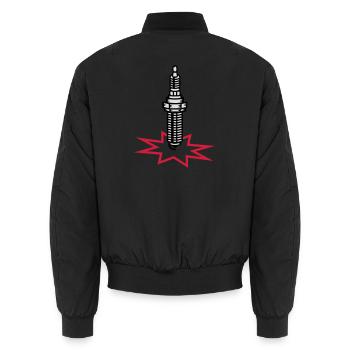 Zündkerze mit Zündfunken - Unisex Bomberjacke - Schwarz - Hinten - AI Model Male 185 light (185cm)