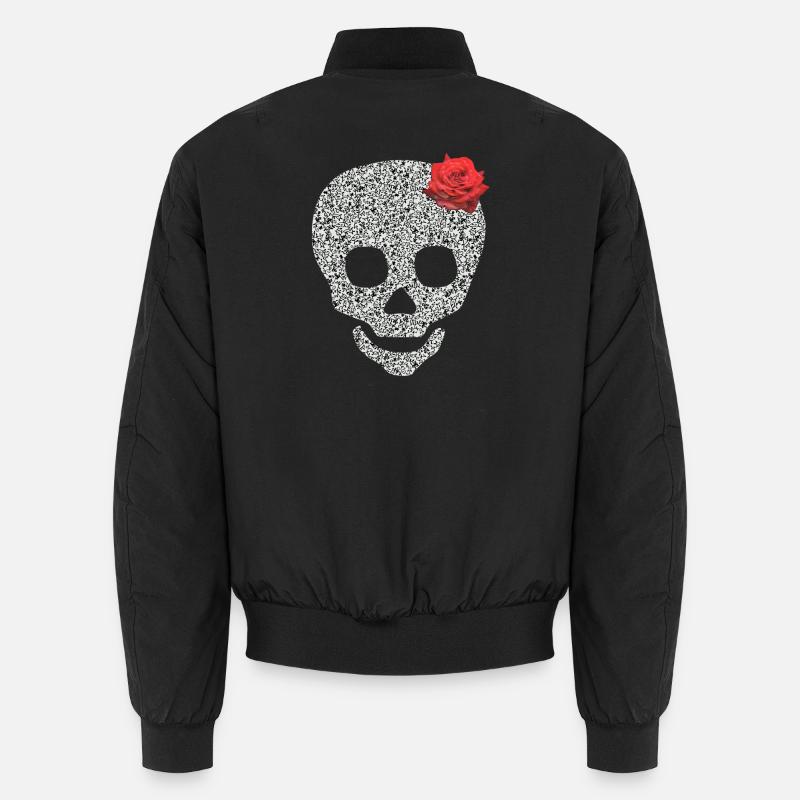 Schädel mit Rose - Unisex Bomberjacke - Schwarz