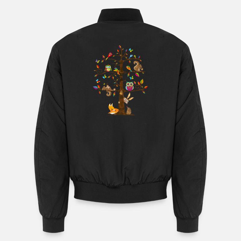 Ein Baum und viele Tiere Unisex Bomberjacke