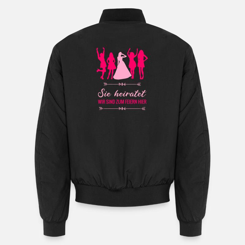 Poltern, Junggesellinnenabschied - sie heiratet - Unisex Bomberjacke - Schwarz