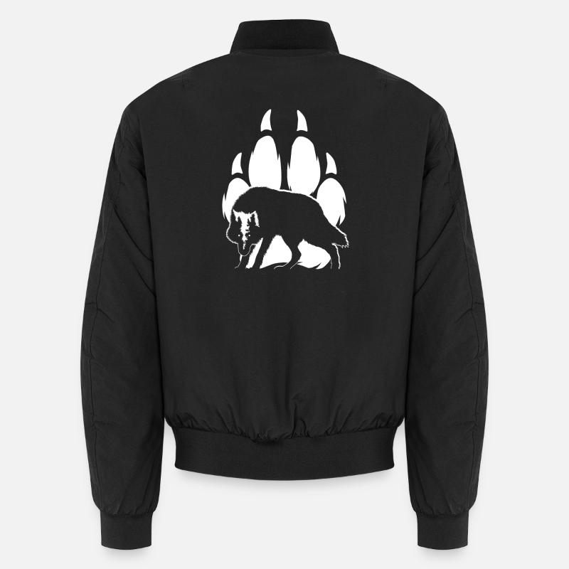 Silhouette und Wolfspfote Unisex Bomberjacke