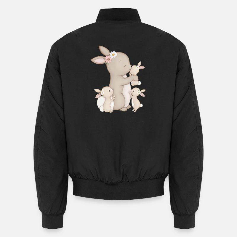lapins mignons avec des fleurs Bomber unisexe