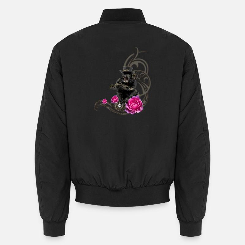 Funny steampunk monkey reads a book Unisex Bomber Jacket