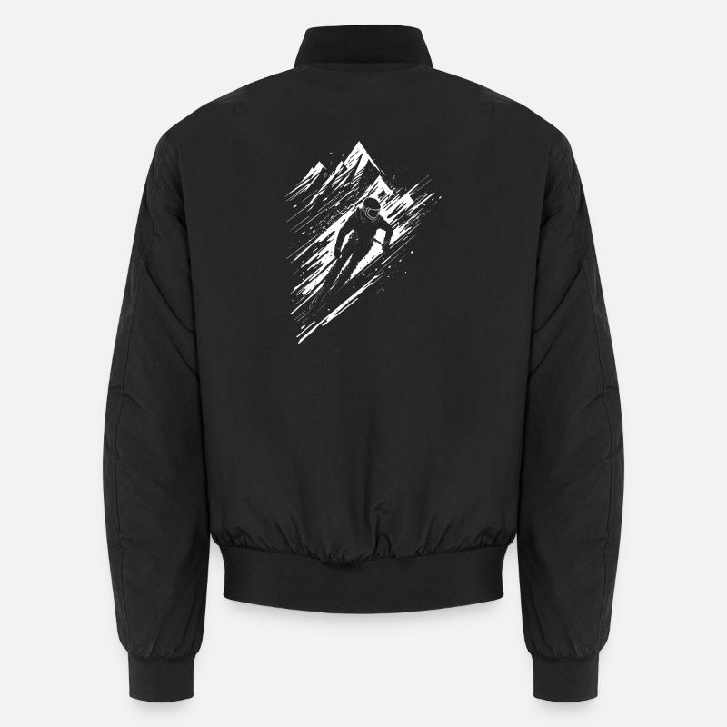 Skier and Mountain | Ski - Unisex Bomber Jacket - black