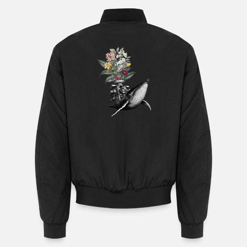 Félicitations – Grenouille, Baleine, Fleurs - Bomber unisexe - noir
