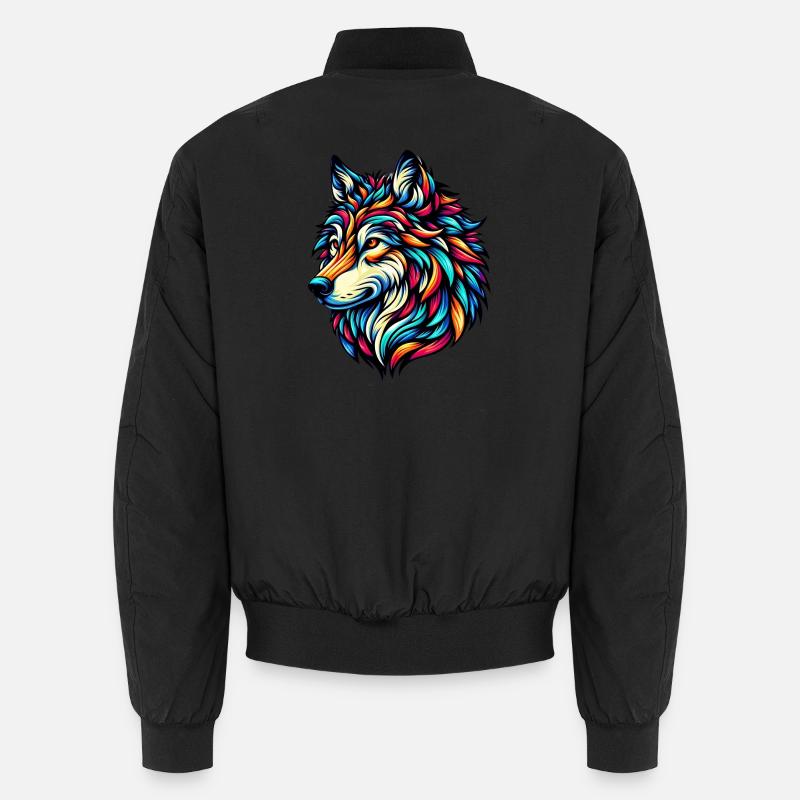 Wolf - Unisex Bomber Jacket - black