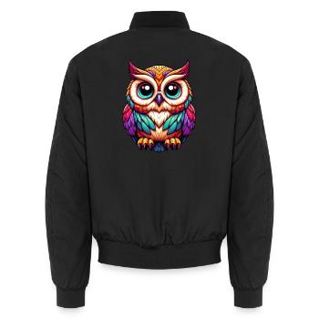 Eule - Unisex Bomberjacke - Schwarz - Hinten - AI Model Male 185 light (185cm)