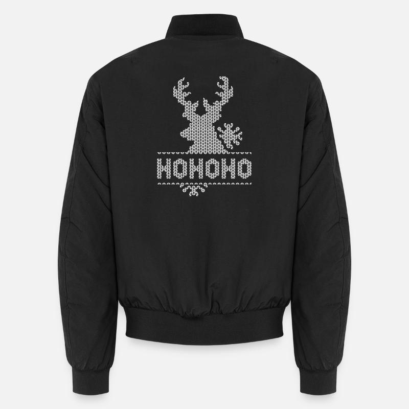 hohoho pixel Elch Weihnachten Schnee Symbol retro Unisex Bomberjacke