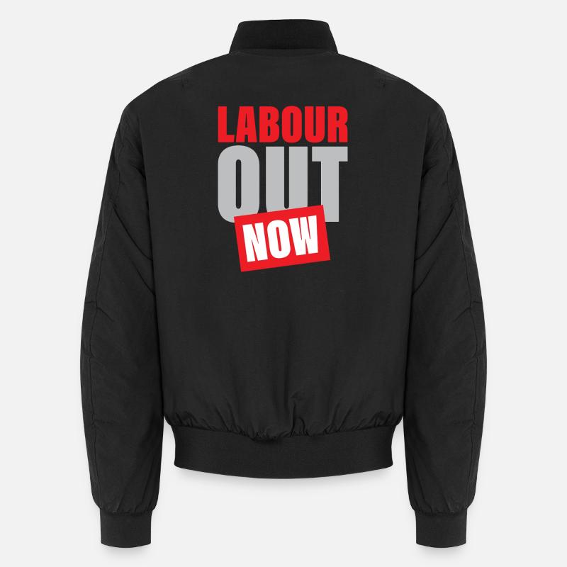 Labour Out Now Bold Protest Design - Unisex Bomber Jacket - black
