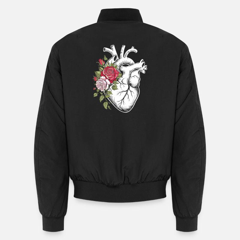 Blumenherz Anatomieillustration Unisex Bomberjacke