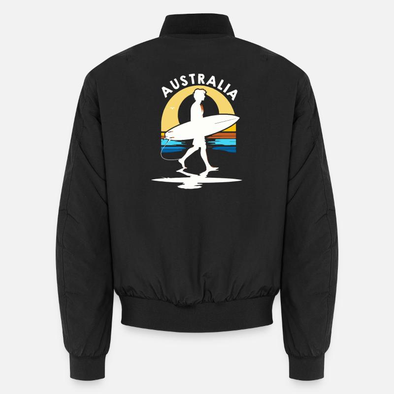 Surfer Australia at sunset - Unisex Bomber Jacket - black