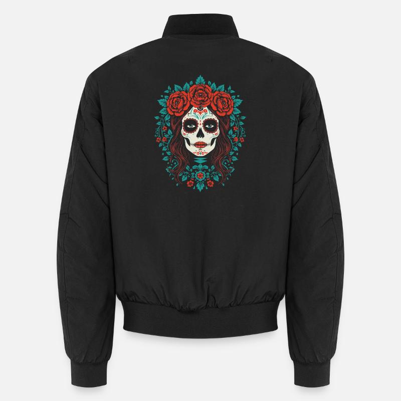 Zuckerschädel Blumenkrone Unisex Bomberjacke