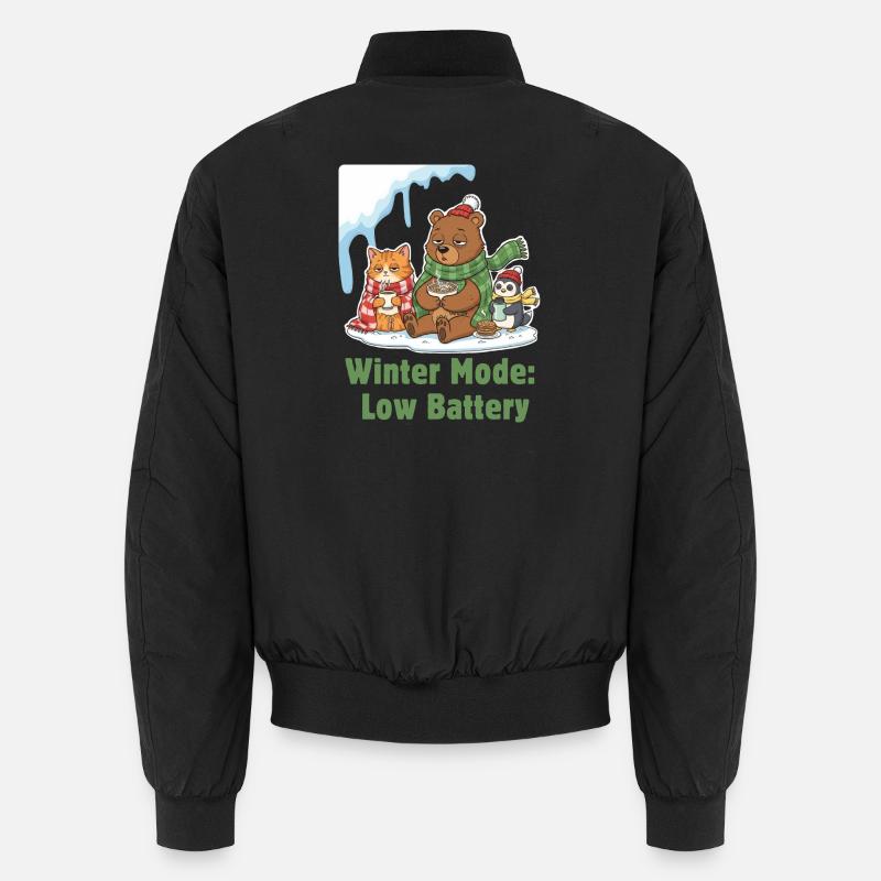 Winter Mode: Tired, Wrapped Up & Hungry - Unisex Bomber Jacket - black