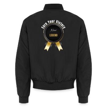 Earn Your Victory – Gewinnerpreis | Erfolg motiviert - Unisex Bomberjacke - Schwarz - Hinten - AI Model Male 185 light (185cm)