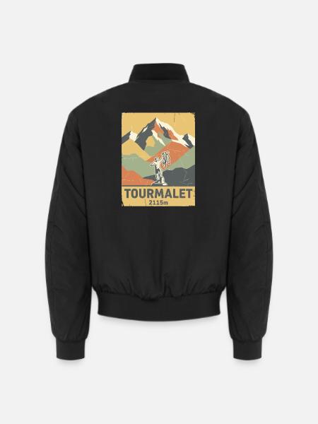Col du Tourmalet Pyrenäen Radfahrkunst - Unisex Bomberjacke - Schwarz
