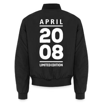 Limited Edition April 2008 Birthday Gift - Unisex Bomber Jacket - black - Back - AI Model Male 185 light (185cm)