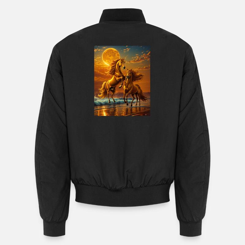 Moonlight hooves at the evening sea - Unisex Bomber Jacket - black