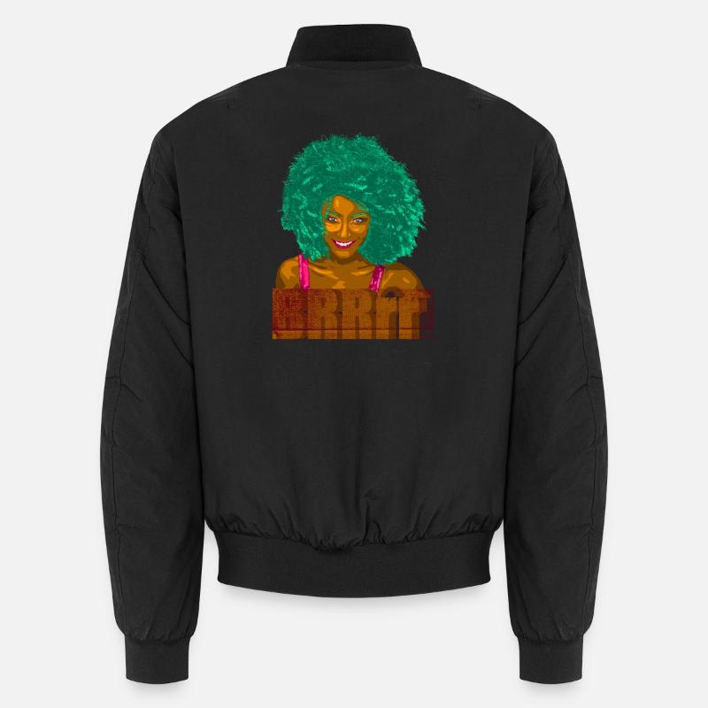 Turquoise Afro Pop Portrait - Unisex Bomber Jacket - black