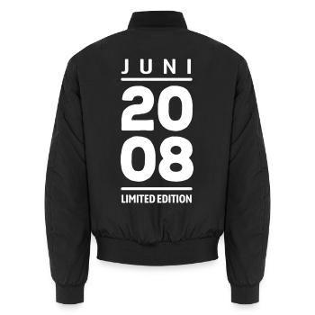 Limited Edition June 2008 Geburtstag Geschenk - Unisex Bomberjacke - Schwarz - Hinten - AI Model Male 185 light (185cm)