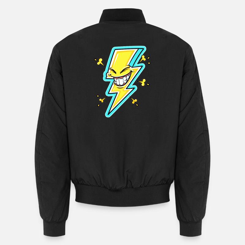 Laughing Lightning Cartoon - Unisex Bomber Jacket - black
