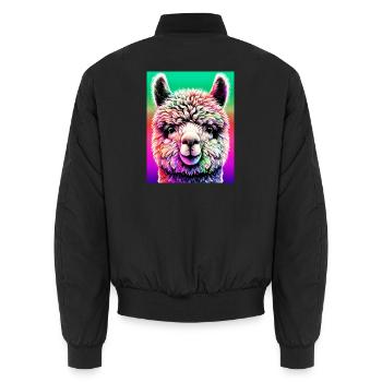 Alpaca - Unisex Bomber Jacket - black - Back - AI Model Male 185 light (185cm)