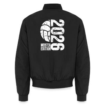 Volleyball Master Hoodie 2026, white, swimming trunks - Unisex Bomber Jacket - black - Back - AI Model Male 185 light (185cm)