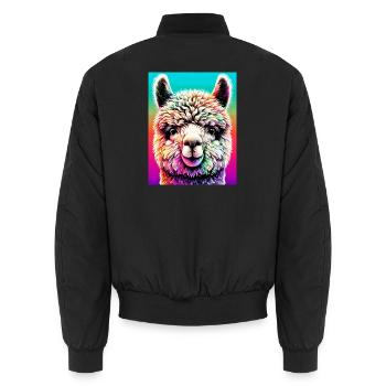 Alpaka - Unisex Bomberjacke - Schwarz - Hinten - AI Model Male 185 light (185cm)