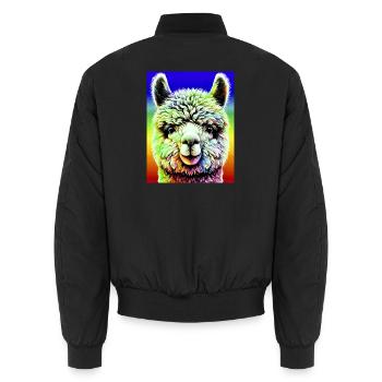Alpaka - Unisex Bomberjacke - Schwarz - Hinten - AI Model Male 185 light (185cm)