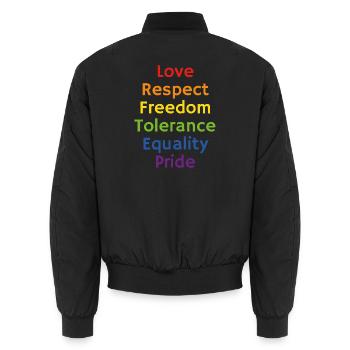Rainbow LGBT Pride-Werte - Unisex Bomberjacke - Schwarz - Hinten - AI Model Male 185 light (185cm)