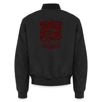 Remote ist kein Ort: Lifestyle - Unisex Bomberjacke - Schwarz - Hinten - AI Model Male 185 light (185cm)
