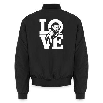 Hundetypografie LIEBE - Unisex Bomberjacke - Schwarz - Hinten - AI Model Male 185 light (185cm)
