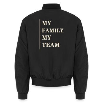 My Family My Team Familie Partnerlook Geschenk - Unisex Bomberjacke - Schwarz - Hinten - AI Model Male 185 light (185cm)