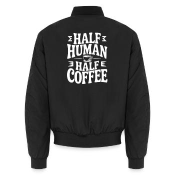Halb Mensch, halb Kaffee - Unisex Bomberjacke - Schwarz - Hinten - AI Model Male 185 light (185cm)