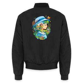  Freizeitpark Jahrmarkt Rummelplatz Anime Dorffest - Unisex Bomberjacke - Schwarz - Hinten - AI Model Male 185 light (185cm)