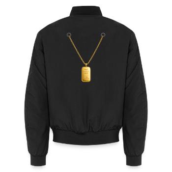 Goldbarren Kettenanhänger  - Unisex Bomberjacke - Schwarz - Hinten - AI Model Male 185 light (185cm)