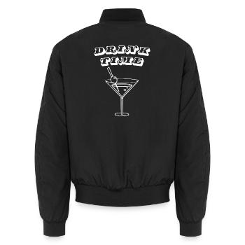 Trinkzeit – Retro-Cocktail-Martini-Glas - Unisex Bomberjacke - Schwarz - Hinten - AI Model Male 185 light (185cm)