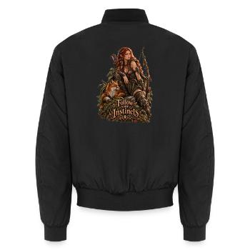 Waldjägerin: Folge deinen Instinkten - Unisex Bomberjacke - Schwarz - Hinten - AI Model Male 185 light (185cm)