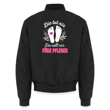 Füße Pflegen - Fußpflege Podologin Pediküre - Unisex Bomberjacke - Schwarz - Hinten - AI Model Male 185 light (185cm)