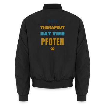 Mein Therapeut hat vier Pfoten Hunde Spruch - Unisex Bomberjacke - Schwarz - Hinten - AI Model Male 185 light (185cm)
