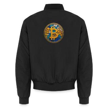 Bitcoin Mosaic - Unisex Bomber Jacket - black - Back - AI Model Male 185 light (185cm)