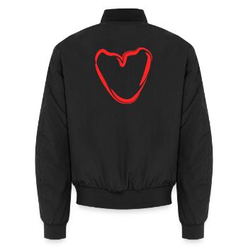 Croquis du cœur de la main rouge - Bomber unisexe - noir - Dos - AI Model Male 185 light (185cm)