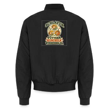 Schlafen, Füttern, Kuscheln, Wiederholen  - Unisex Bomberjacke - Schwarz - Hinten - AI Model Male 185 light (185cm)